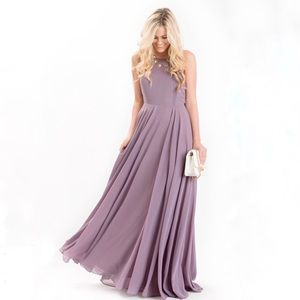 Flowy Maxi Crisscross Open Back Lilac Formal Dress